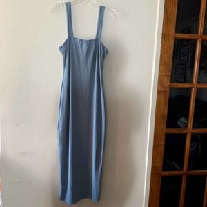 molly green blue ribbed tank midi/maxi dress size large with small slit